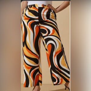 Swirl Print Straight Leg Trousers